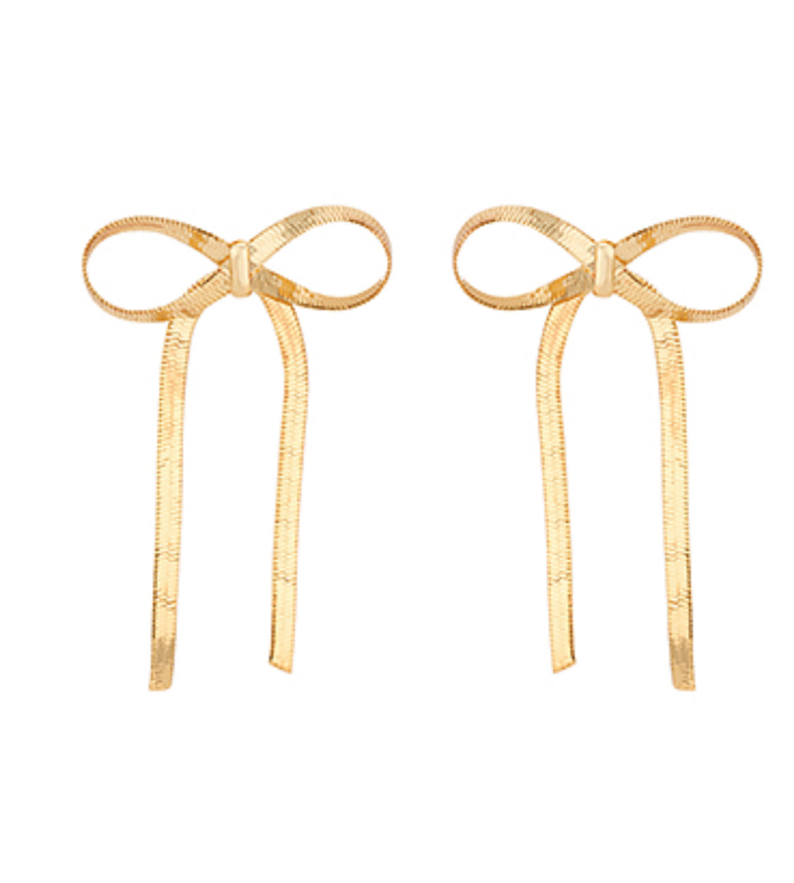 Herringbone Chain Bow Earrings