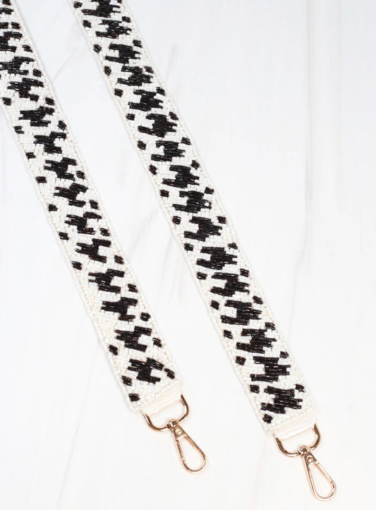 Houndstooth Beaded Crossbody Strap