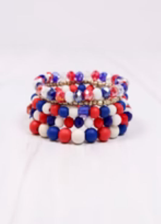 Red white blue bracelet set