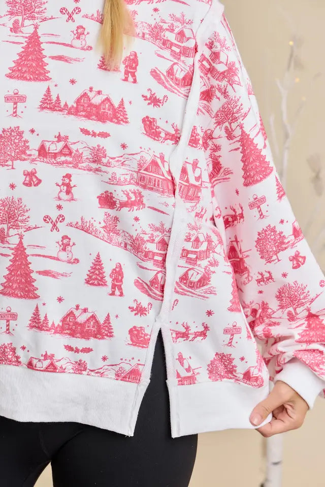Green & Red Christmas Village Sweatshirt