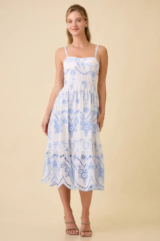 Bluebell Eyelet Midi Dress