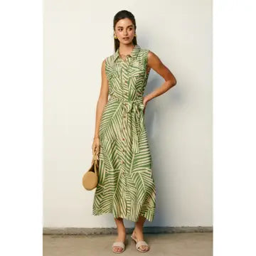 Wild Tides Sleeveless Shirt Dress