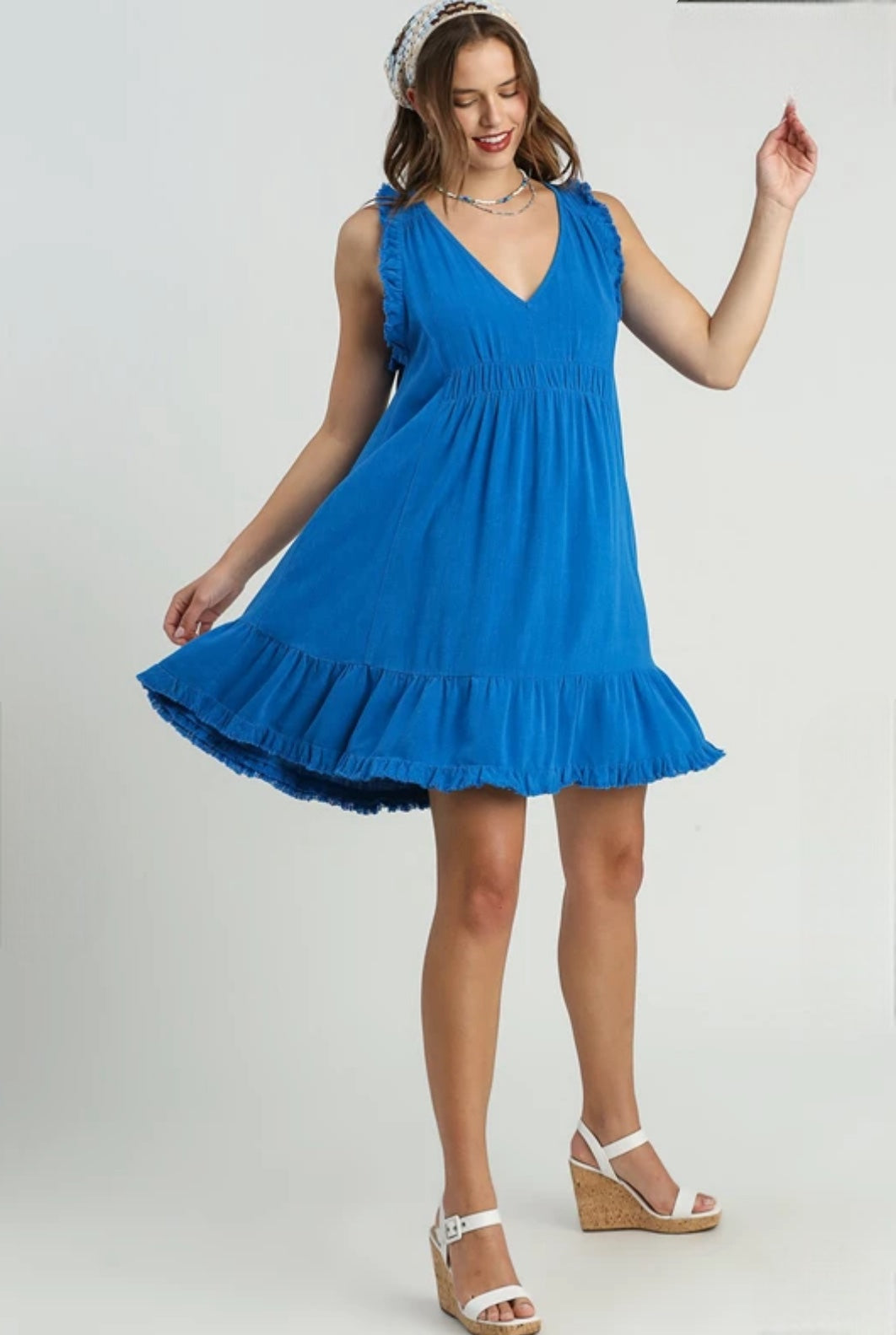 Linen Frayed Sleeveless Dress