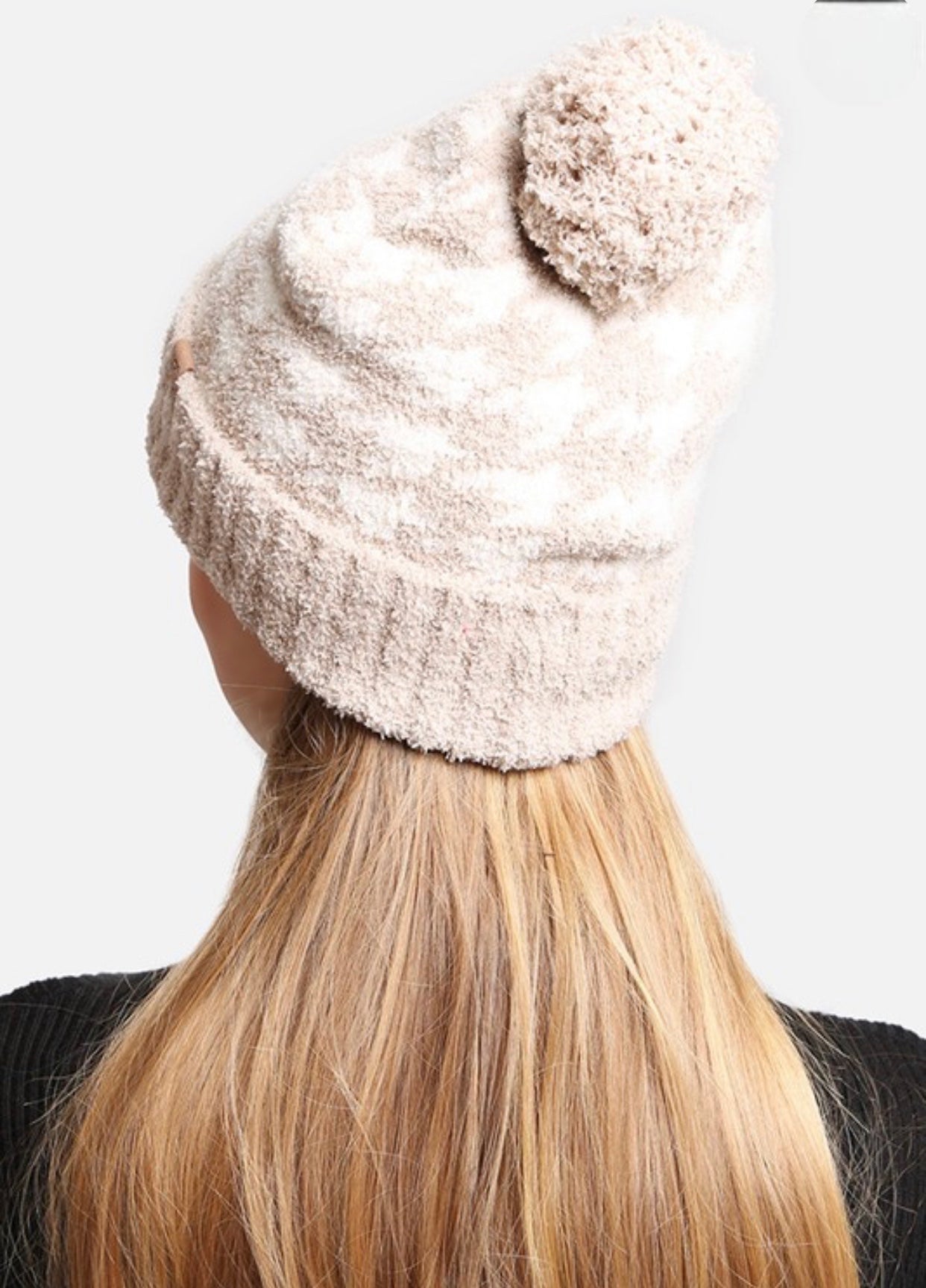 Houndstooth Beanie Beige