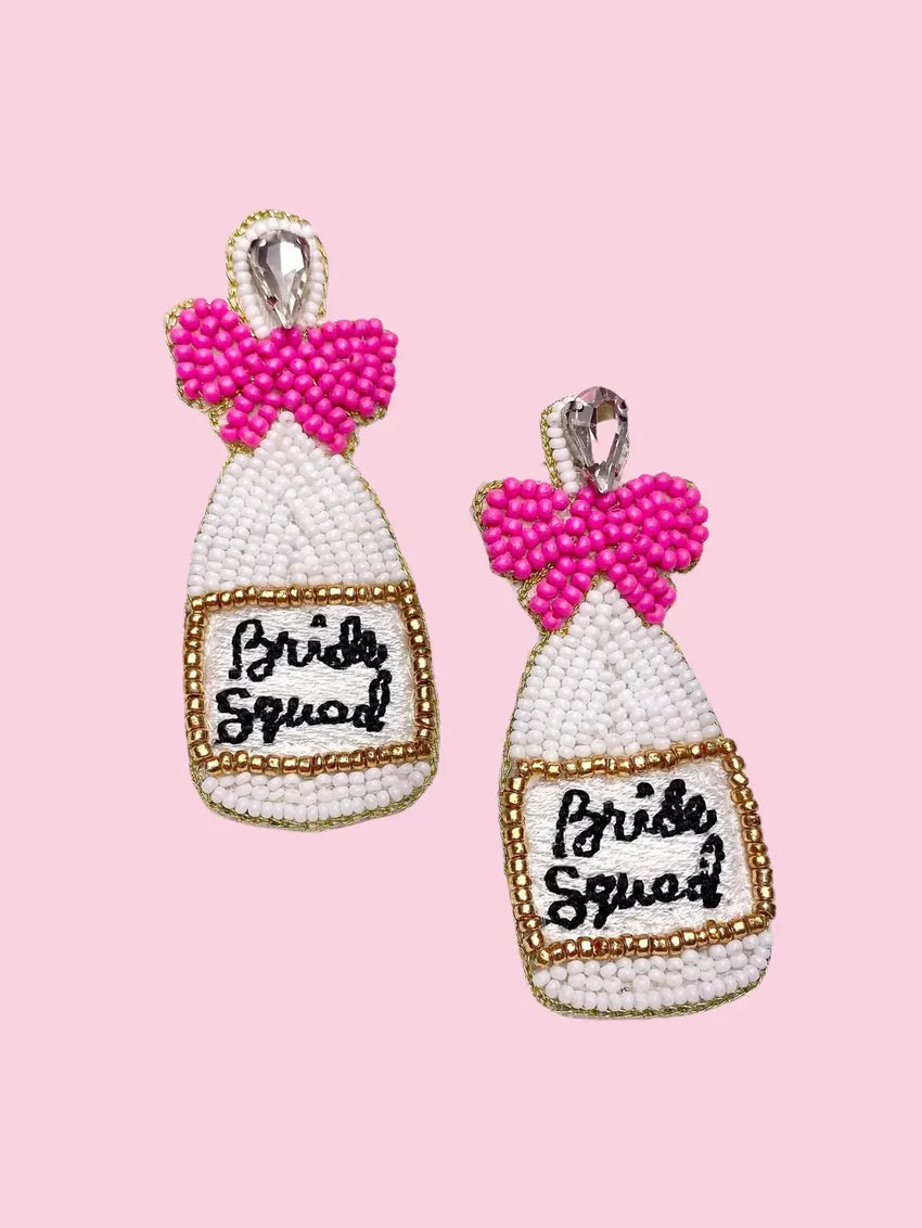 Bride Squad Bow Champagne Earring