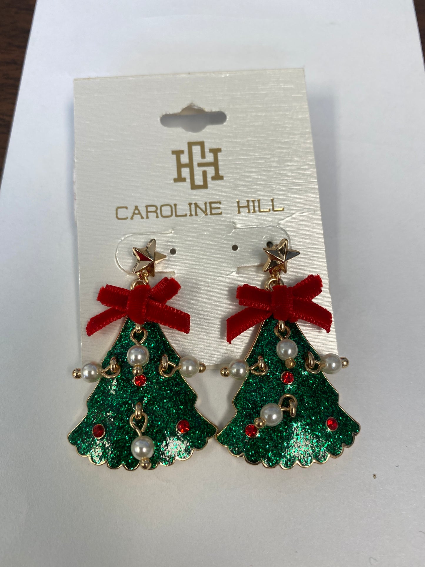 Bow Christmas Tree Earring