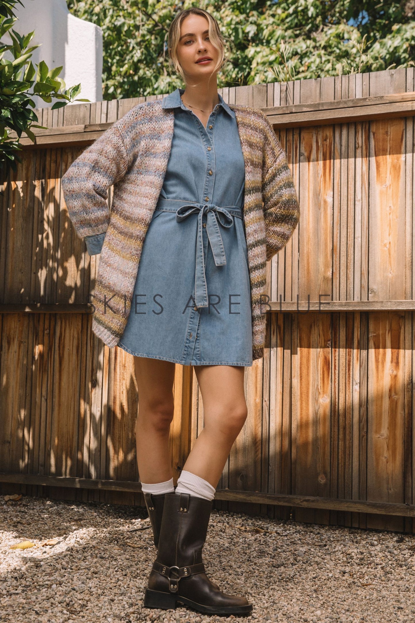 LONG SLEEVE MULTI STRIPE OPEN CARDIGAN