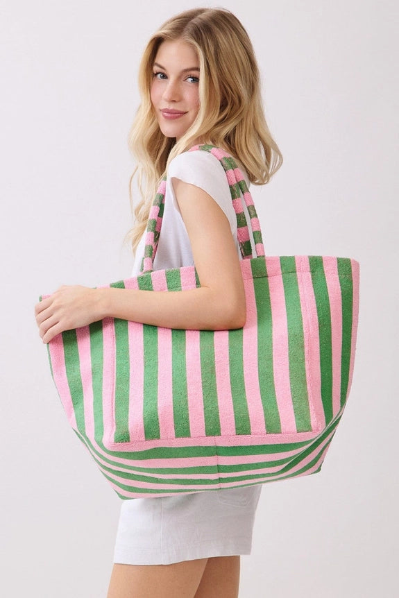 Striped Terry Beach Tote Bag