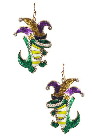 Mardi Gras Gator Earrings
