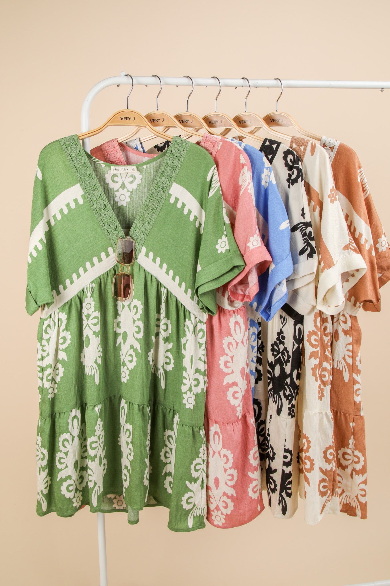 Printed V-Neck Woven Mini Dress