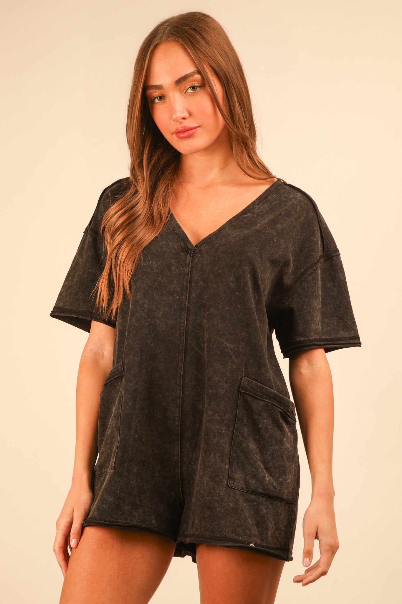 Mineral Washed Oversized Romper