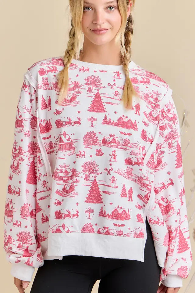 Green & Red Christmas Village Sweatshirt