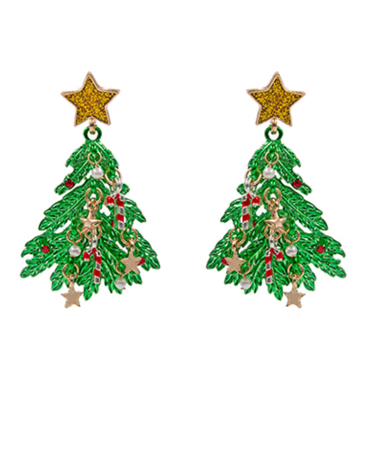 Dangle Christmas Tree Earrings