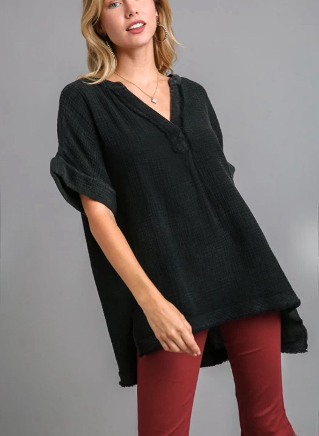 Mineral Wash Gauze Top