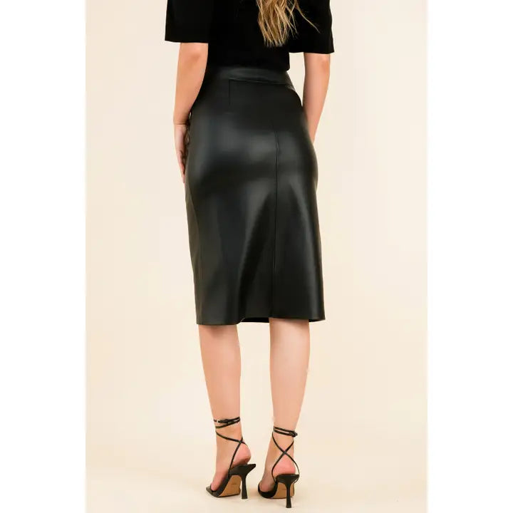 Milan Faux Leather Midi Skirt