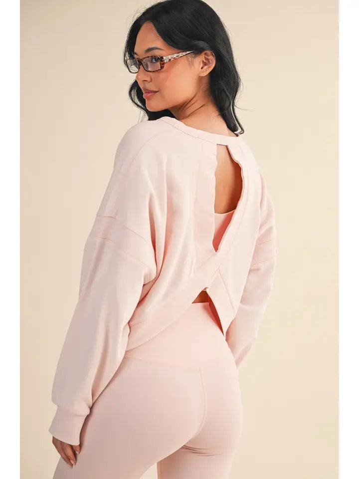 Mineral Wash Cutout Back Layering Sweatshirt