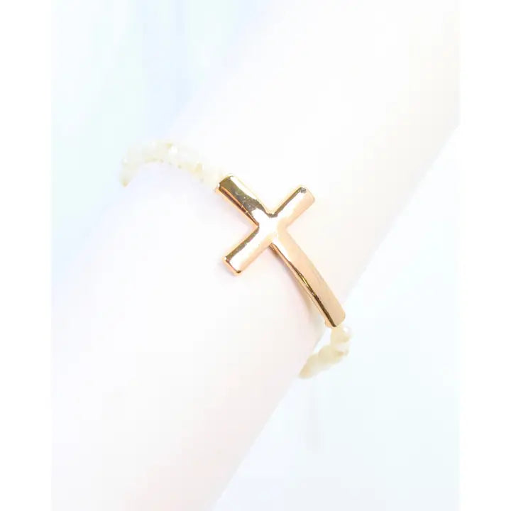 Camille Cross and Bead Bracelet Ivory