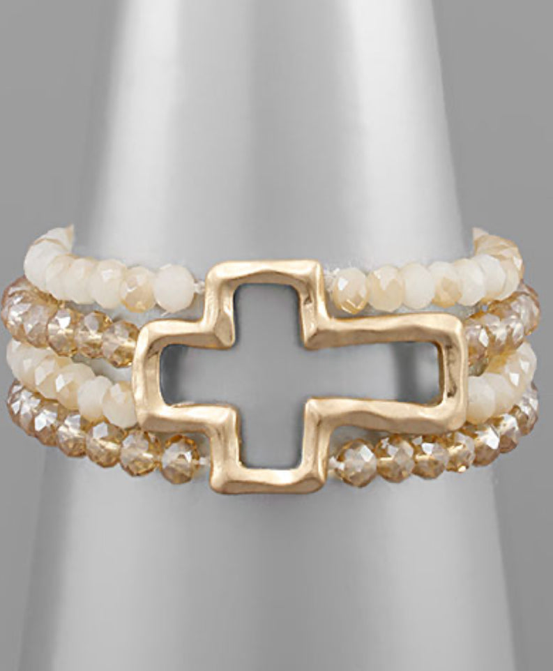 Cross Glass Beads Bracelet