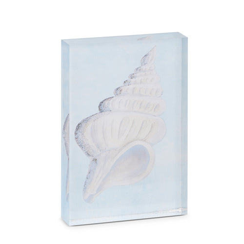 8" SEASIDE ESCAPE SHELL ACRYLIC BLOCK