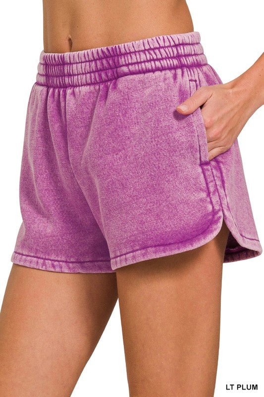Acid Washed Elastic Dolphin Shorts