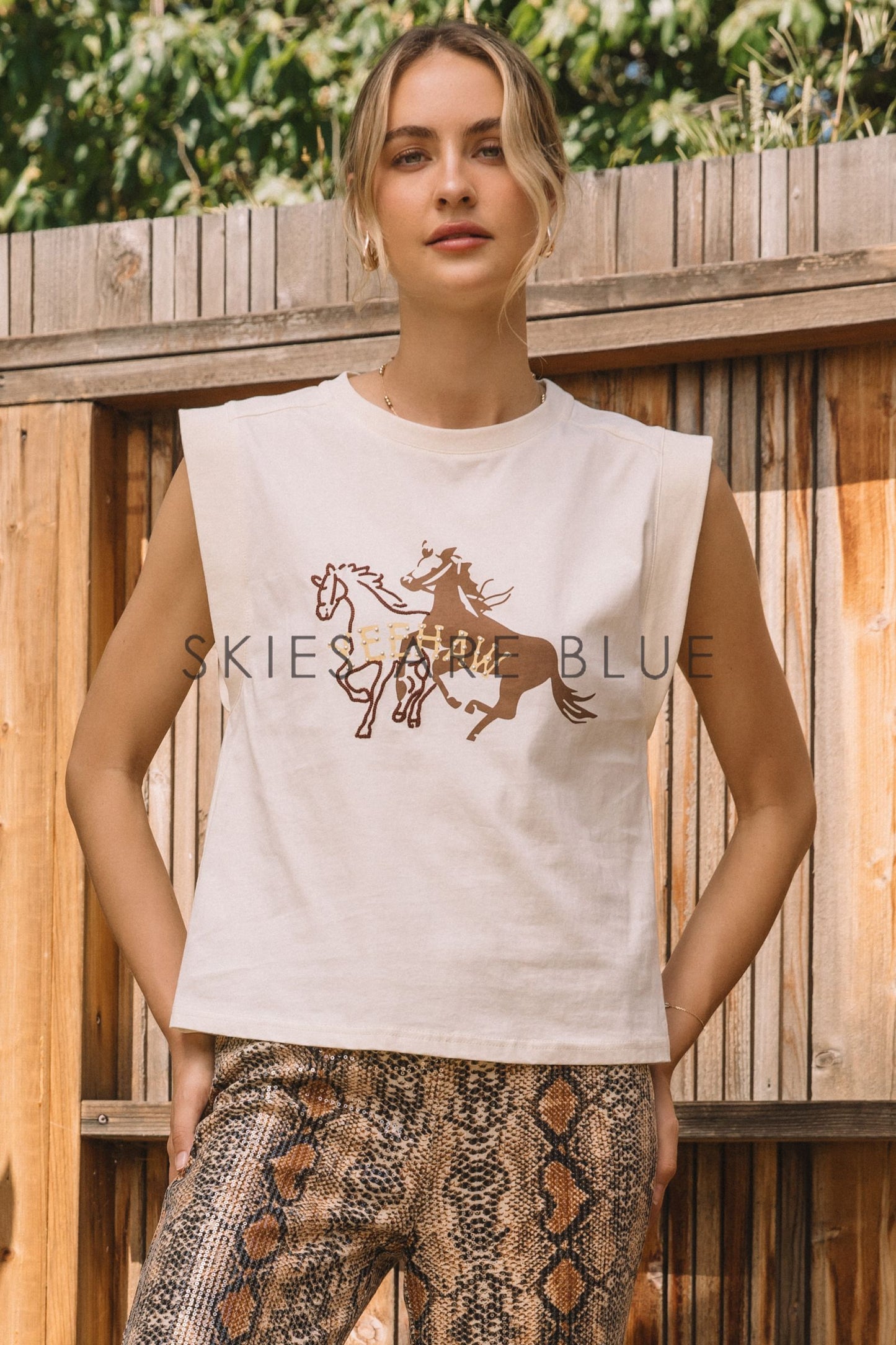 Yeehaw Sleeveless Graphic Shirt