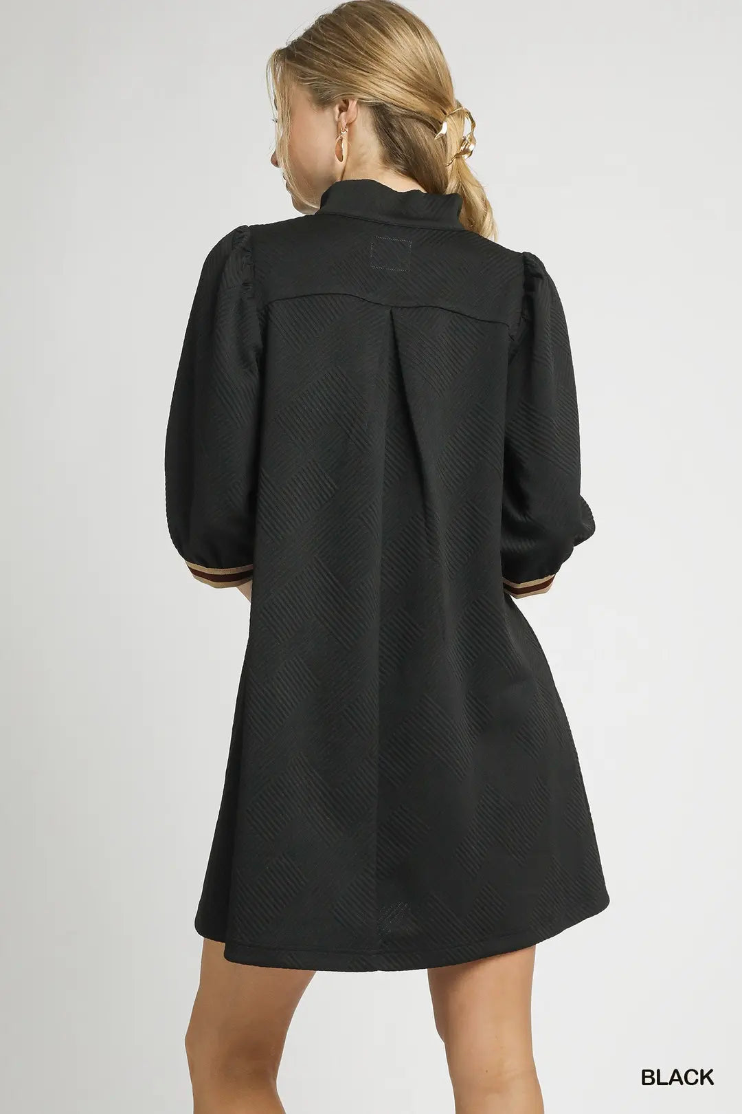 High Neck Jacquard Mini Dress