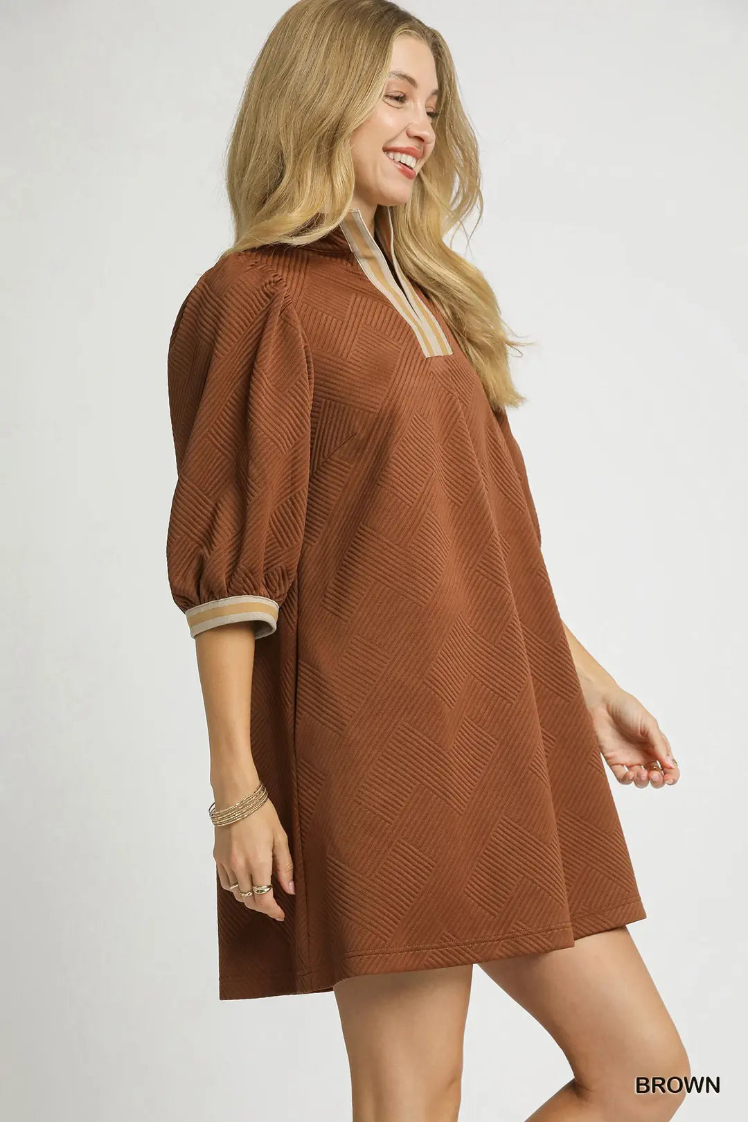 High Neck Jacquard Mini Dress