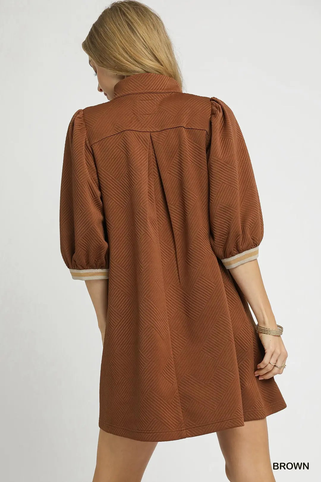 High Neck Jacquard Mini Dress