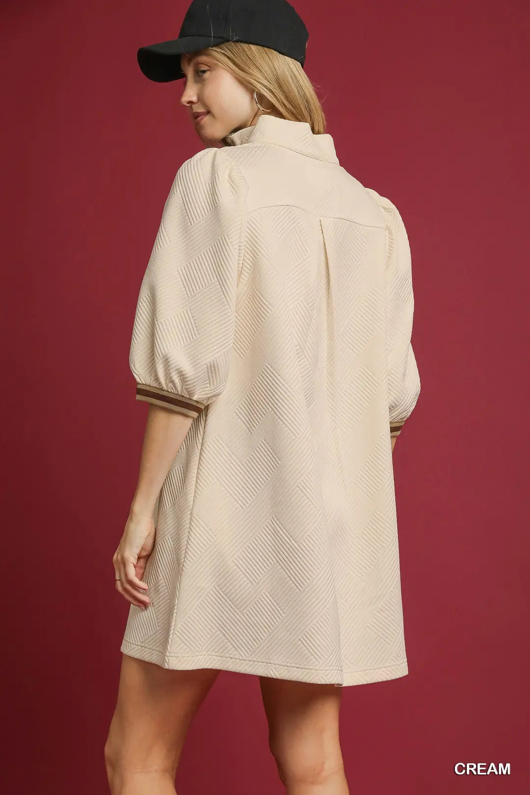 High Neck Jacquard Mini Dress