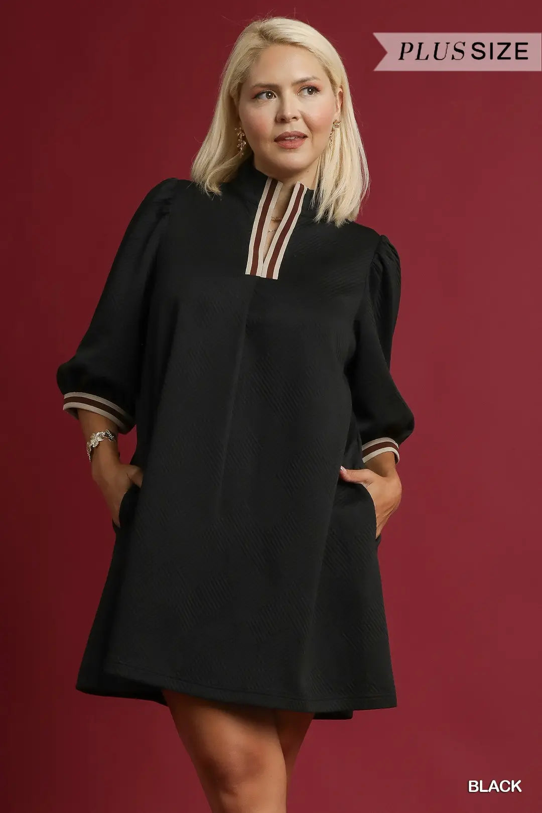 High Neck Jacquard Mini Dress