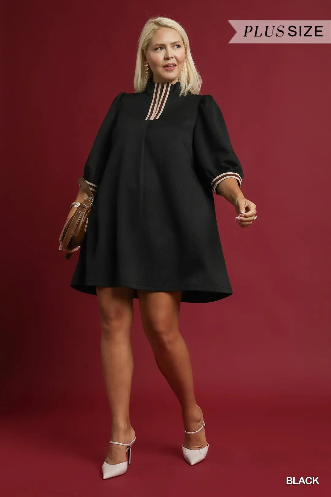 High Neck Jacquard Mini Dress
