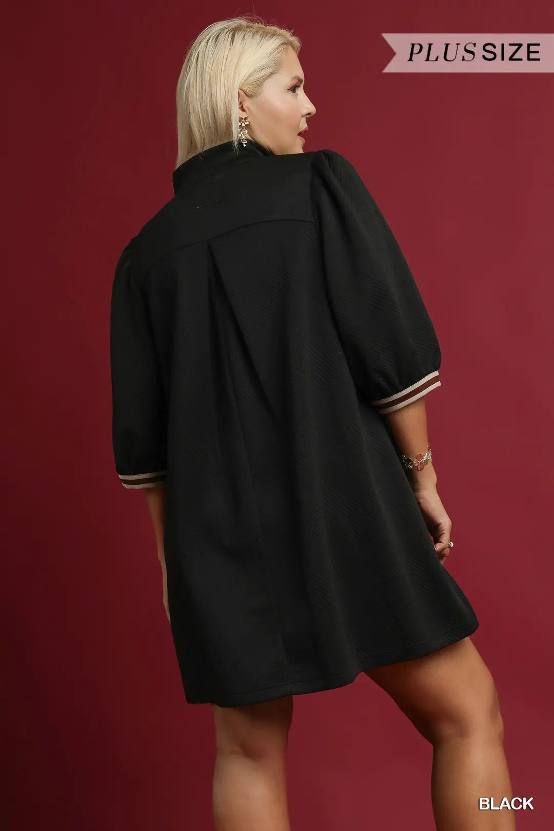 High Neck Jacquard Mini Dress