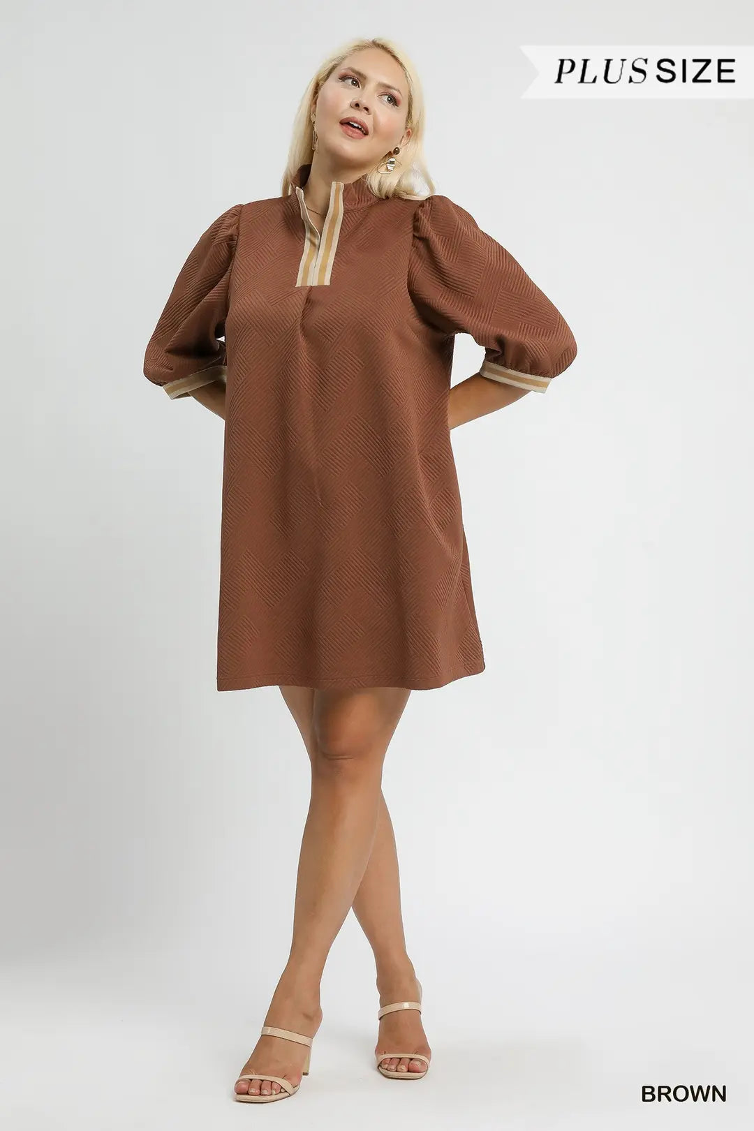 High Neck Jacquard Mini Dress