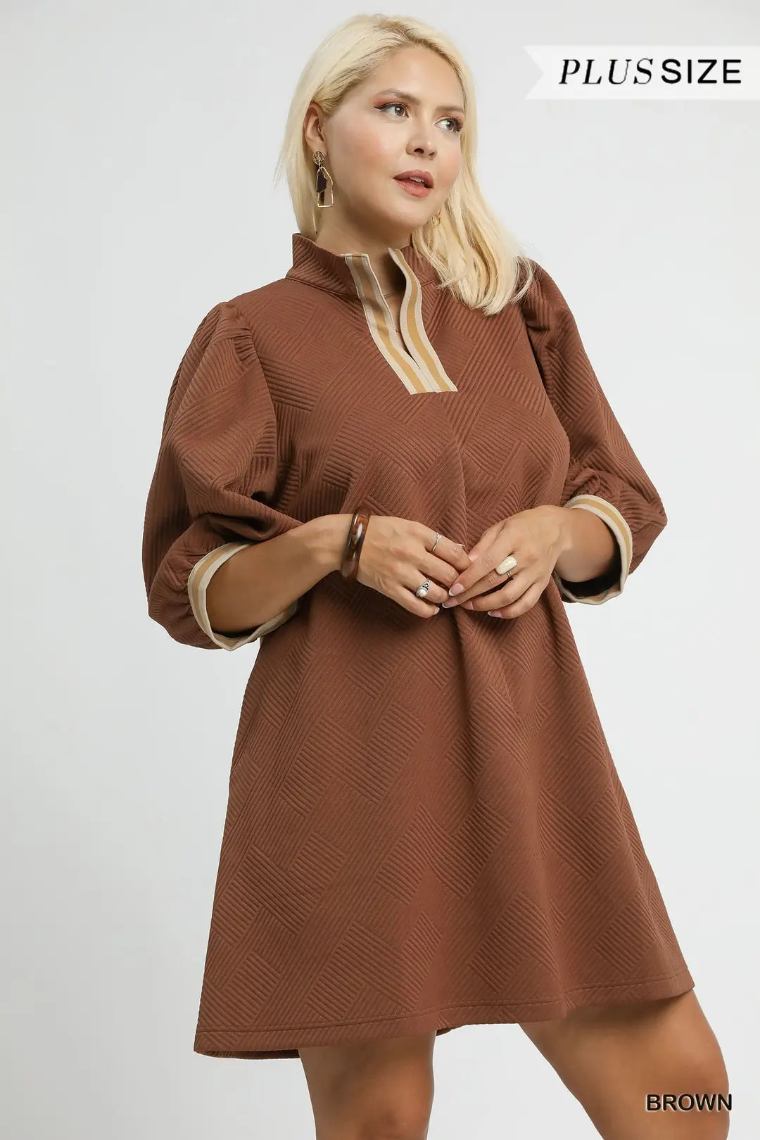 High Neck Jacquard Mini Dress