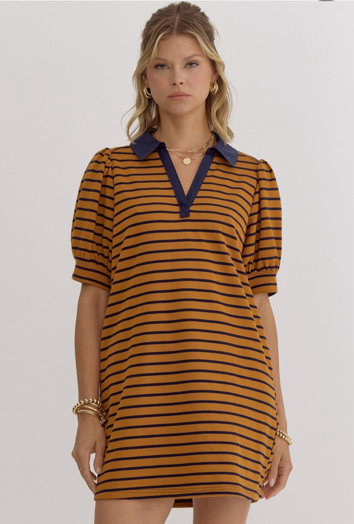 Stripe Collared Mini Dress