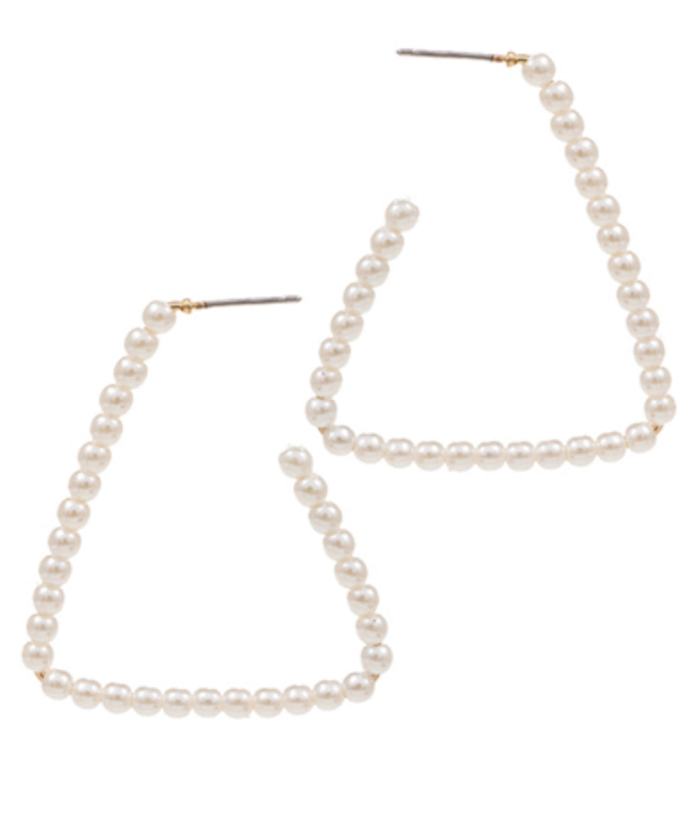 Pearl triangle earrings