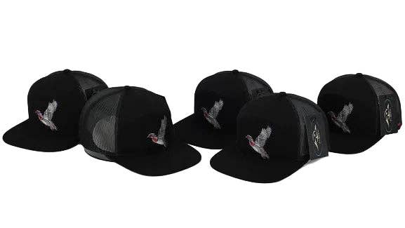 AF Waterfowl Flying Wood duck Black 7 Panel Hat