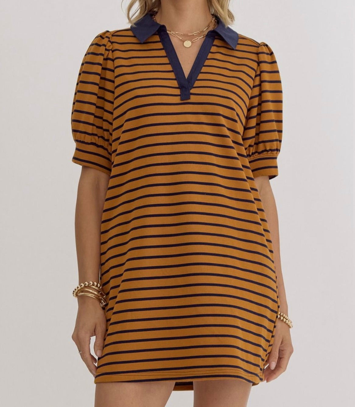 Stripe Collared Mini Dress