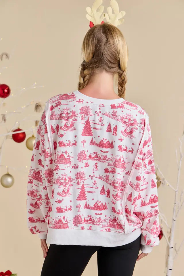 Green & Red Christmas Village Sweatshirt