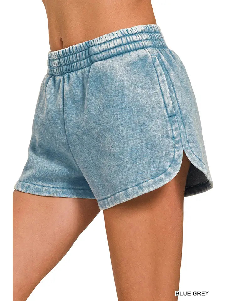 Acid Washed Elastic Dolphin Shorts