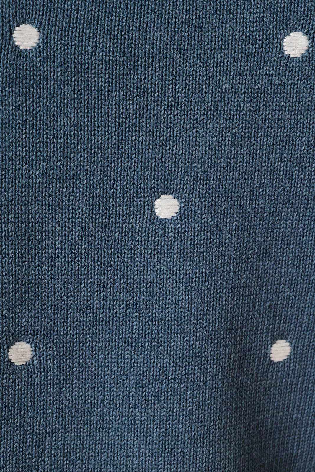 Round Neck Puff Short Sleeve Polka Dot Embroidered Sweater