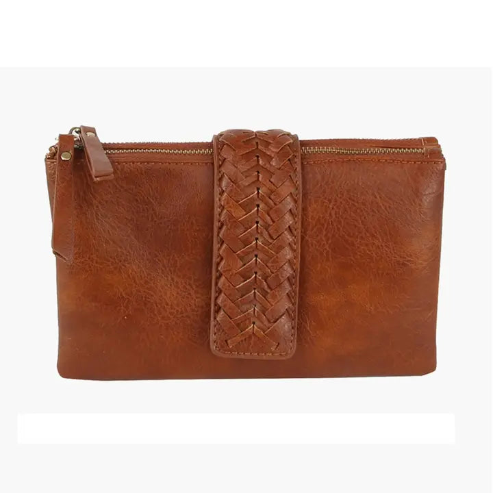 Women's Two-Compartment Crossbody Bag with Braid Detail