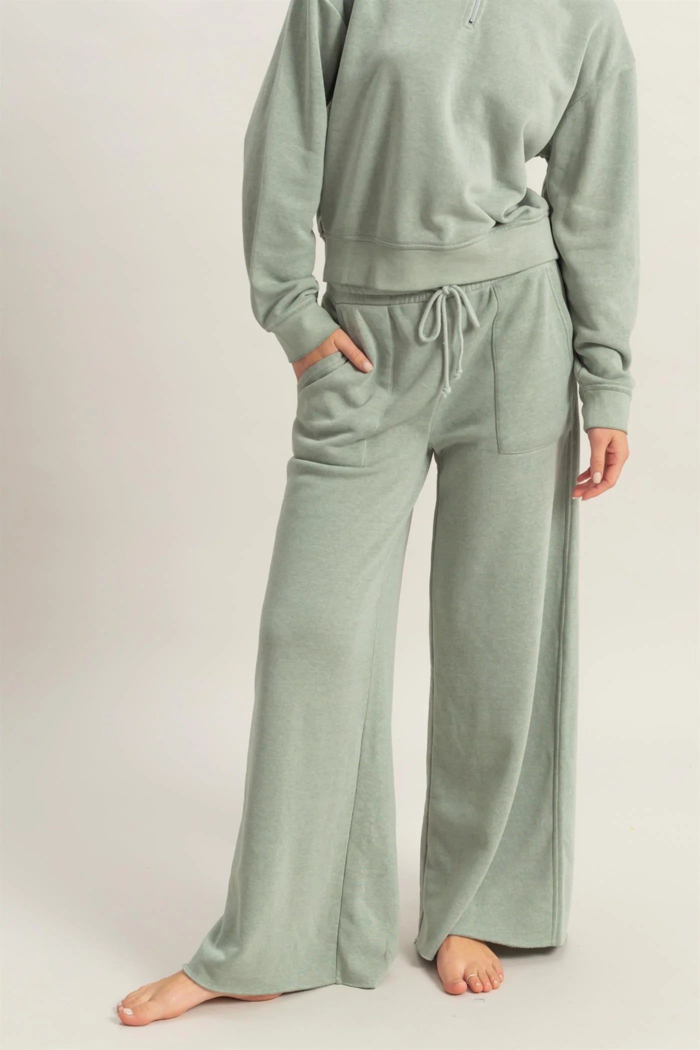 High Rise Wide Leg Drawstring Pants