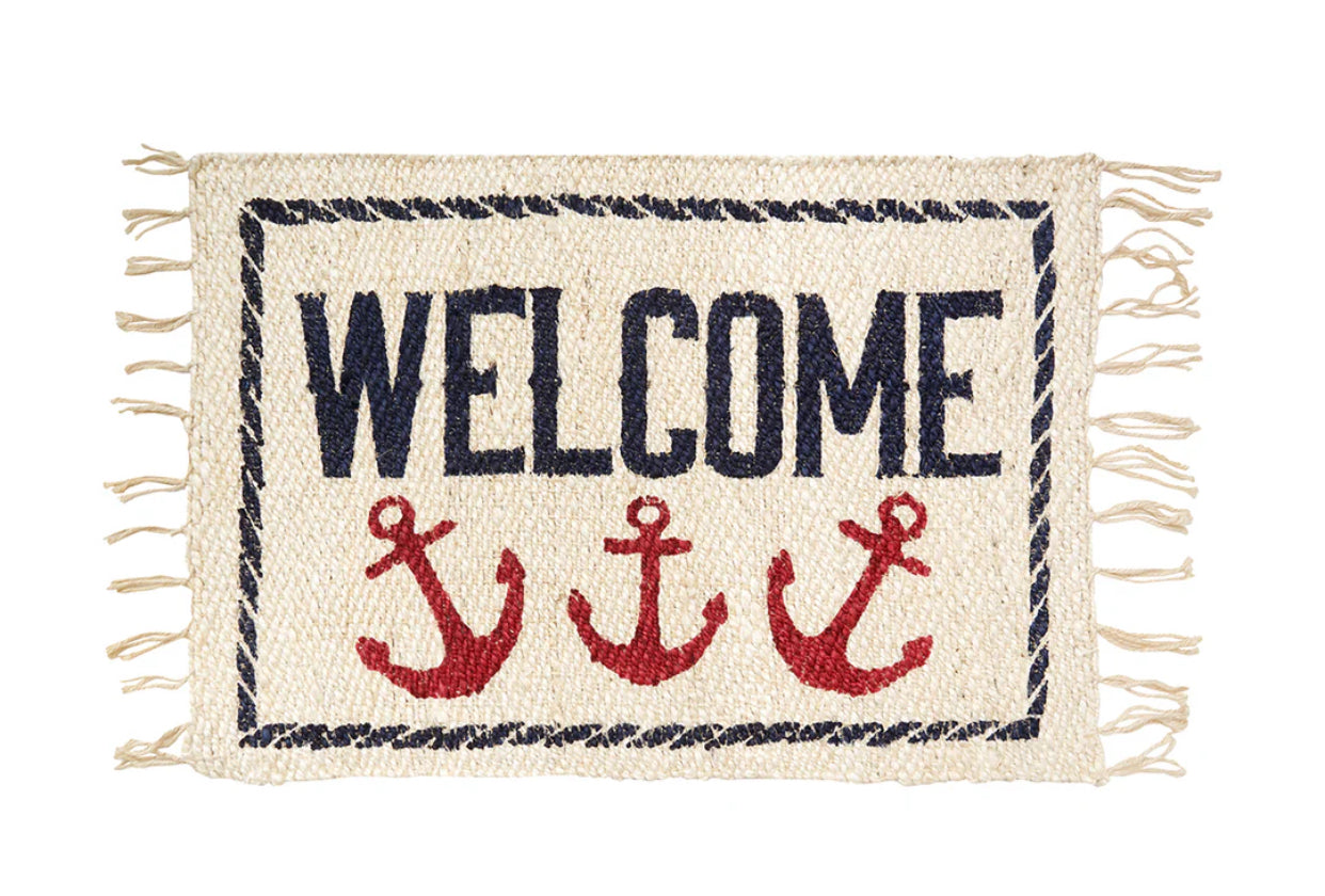 Welcome Anchor Jute Rug