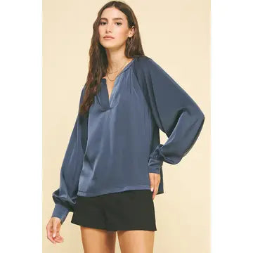 V-Neck Woven Blouse Top