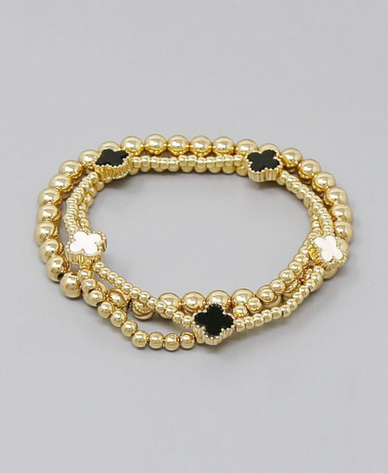 Clover Charm Beaded Bracelet Set