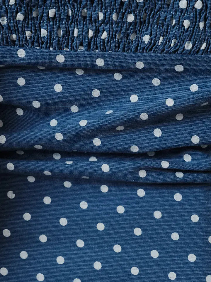 Polka Dot Midi Dress W. Adjustable Straps & Slit
