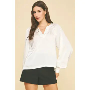 V-Neck Woven Blouse Top