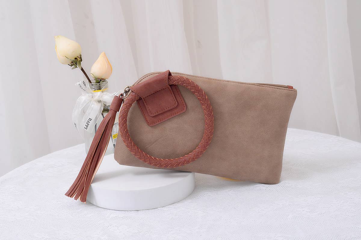 Handle Tassel Wristlet Clutch