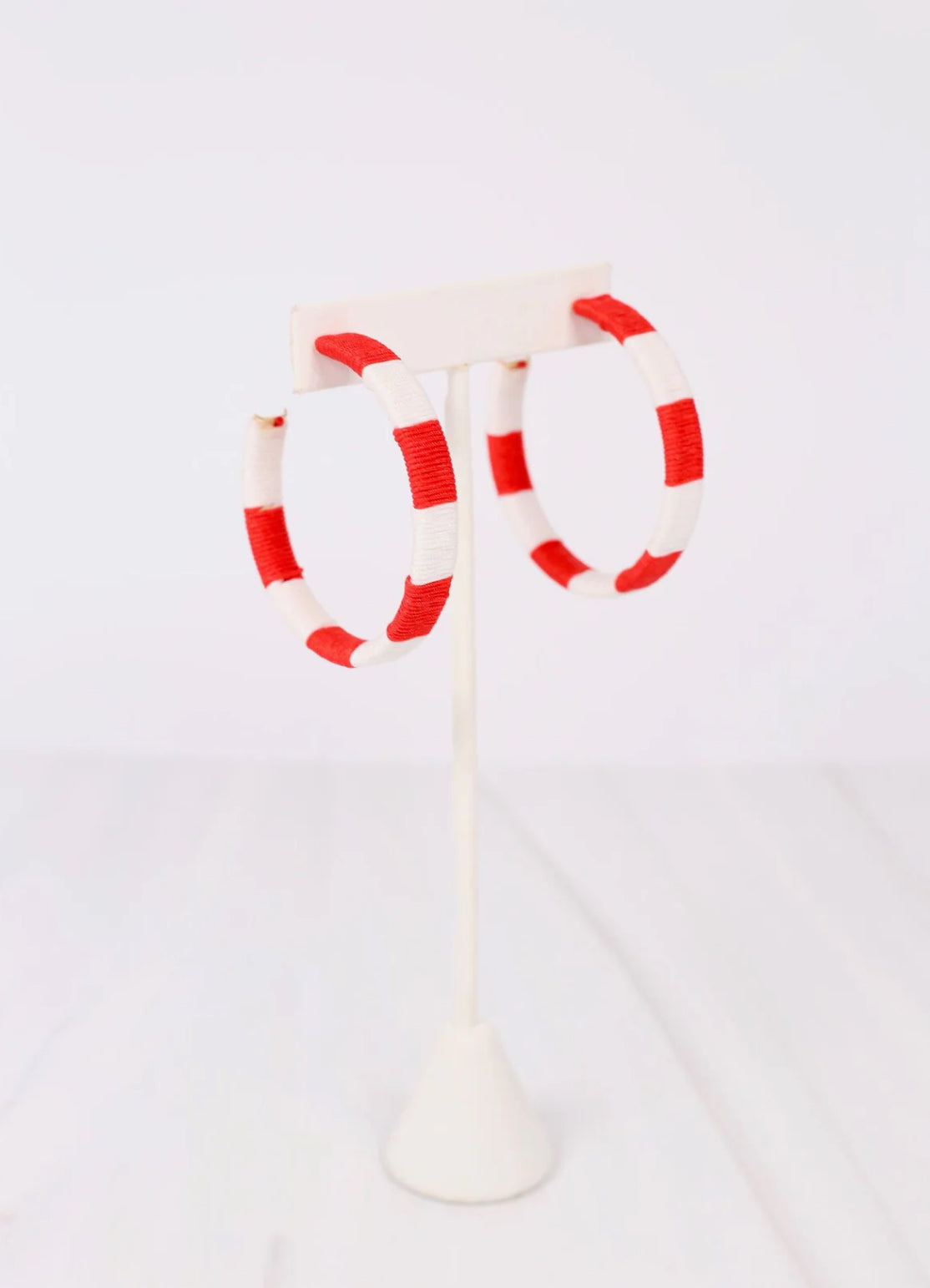 Red White Stripe Earring